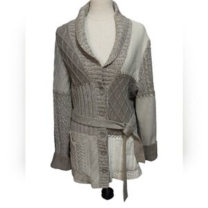 (1330) Liz & Co Chunky 3D Knit Slouchy Block Pattern Cardigan Sweater Size XL